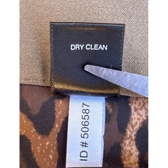 Olive Green Pencil Skirt 4 Stretch‎ Leopard Print Lining Office Professional - Picture 5 of 6